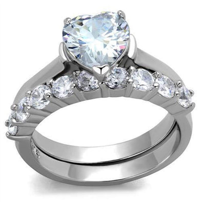 WildKlass Stainless Steel Ring High Polished Women AAA Grade CZ Clear-WildKlass Jewelry