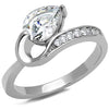 WildKlass Stainless Steel Ring High Polished Women AAA Grade CZ Clear-WildKlass Jewelry