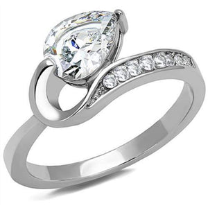 WildKlass Stainless Steel Ring High Polished Women AAA Grade CZ Clear-WildKlass Jewelry