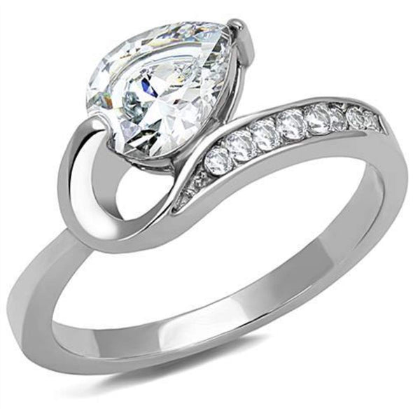 WildKlass Stainless Steel Ring High Polished Women AAA Grade CZ Clear-WildKlass Jewelry