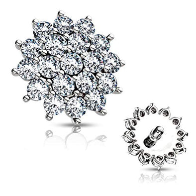 WildKlass CZ Paved Sunburst Internally Threaded Dermal Tops-WildKlass Jewelry