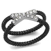 WildKlass Stainless Steel Ring Two-Tone IP Black Women Top Grade Crystal Clear-WildKlass Jewelry