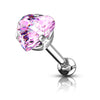 Heart CZ Pronged WildKlass Tragus/Cartilage Piercing Stud 316L Surgical Steel-WildKlass Jewelry