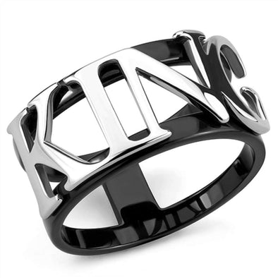 WildKlass Stainless Steel Ring Two-Tone IP Black Women-WildKlass Jewelry