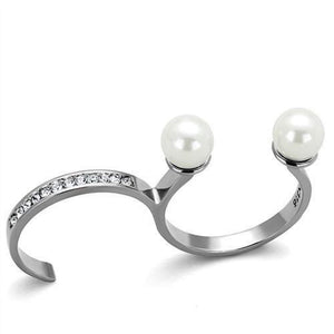 WildKlass Stainless Steel Ring High Polished (no Plating) Women Synthetic White-WildKlass Jewelry
