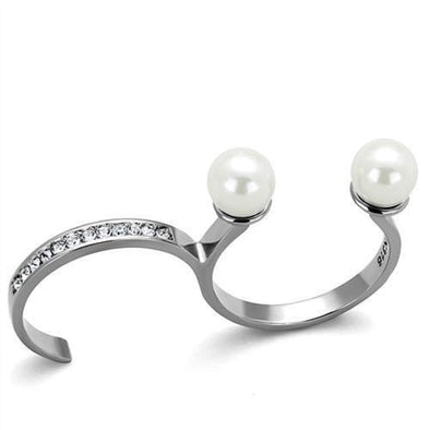WildKlass Stainless Steel Ring High Polished (no Plating) Women Synthetic White-WildKlass Jewelry