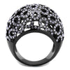 WildKlass Stainless Steel Ring IP Light Black (IP Gun) Women Top Grade Crystal Tanzanite-WildKlass Jewelry