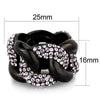 WildKlass Stainless Steel Ring IP Black Women Top Grade Crystal Light Amethyst-WildKlass Jewelry