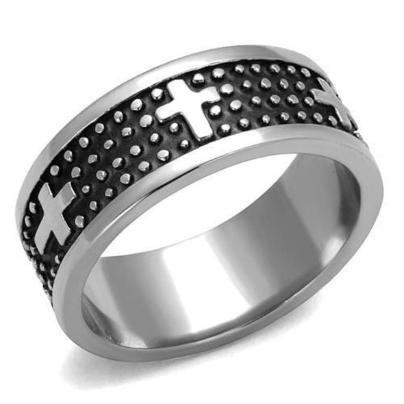 WildKlass Stainless Steel Ring High Polished Men Epoxy Jet-WildKlass Jewelry