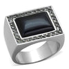 WildKlass Stainless Steel Ring High Polished (no Plating) Men Synthetic Smoked Quartz-WildKlass Jewelry