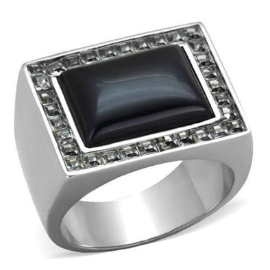 WildKlass Stainless Steel Ring High Polished (no Plating) Men Synthetic Smoked Quartz-WildKlass Jewelry