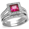 WildKlass Stainless Steel Ring High Polished Women AAA Grade CZ Ruby-WildKlass Jewelry