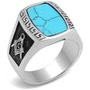 WildKlass Stainless Steel Ring High Polished Men Synthetic Sea Blue-WildKlass Jewelry