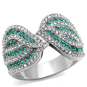 WildKlass Stainless Steel Ring High Polished Women Top Grade Crystal Emerald-WildKlass Jewelry