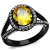 WildKlass Stainless Steel Ring IP Black Women AAA Grade CZ Topaz-WildKlass Jewelry