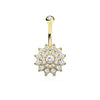 Crystal Paved Dahlia 316L Surgical Steel WildKlass Belly Button Navel Rings-WildKlass Jewelry