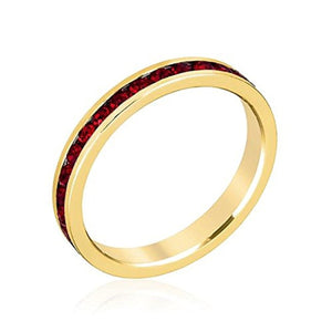 WildKlass Stylish Stackables with Garnet in Gold Crystal Ring-WildKlass Jewelry