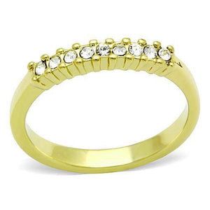 WildKlass Stainless Steel Eternity Ring IP Gold Women Top Grade Crystal Clear-WildKlass Jewelry