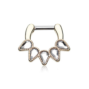Golden Quinary Spear WildKlass Septum Clicker-WildKlass Jewelry