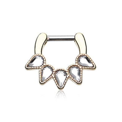 Golden Quinary Spear WildKlass Septum Clicker-WildKlass Jewelry