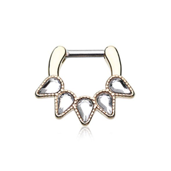 Golden Quinary Spear WildKlass Septum Clicker-WildKlass Jewelry