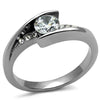 WildKlass Stainless Steel Ring High Polished Women AAA Grade CZ Clear-WildKlass Jewelry