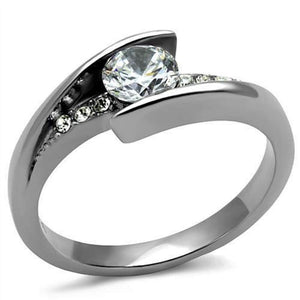 WildKlass Stainless Steel Ring High Polished Women AAA Grade CZ Clear-WildKlass Jewelry
