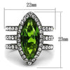 WildKlass Stainless Steel Ring IP Light Black (IP Gun) Women Synthetic Peridot-WildKlass Jewelry