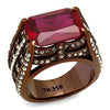 WildKlass Stainless Steel Ring IP Coffee Light Women Synthetic Garnet-WildKlass Jewelry