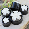 Natural Organic Buffalo Bone & Horn Flower Blossom Tunnel WildKlass Plug-WildKlass Jewelry