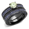 WildKlass Stainless Steel Ring IP Light Black (IP Gun) Women AAA Grade CZ Apple Green Color-WildKlass Jewelry