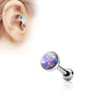 Opal Set Flat Top 316L Surgical Steel WildKlass Cartilage/Tragus Barbell-WildKlass Jewelry