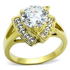 WildKlass Stainless Steel Halo Ring IP Gold Women AAA Grade CZ Clear-WildKlass Jewelry