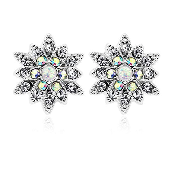 Opal Chrysanthemum Flower WildKlass Ear Stud Earrings-WildKlass Jewelry