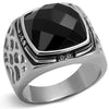 WildKlass Stainless Steel Ring High Polished Men Synthetic Jet-WildKlass Jewelry
