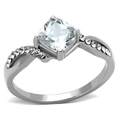 WildKlass Stainless Steel Ring High Polished (no Plating) Women AAA Grade CZ Clear-WildKlass Jewelry