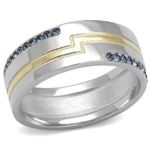 WildKlass Stainless Steel Ring Two-Tone IP Gold Men Top Grade Crystal Montana-WildKlass Jewelry
