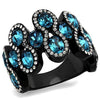 WildKlass Stainless Steel Ring IP Women Top Grade Crystal Aquamarine-WildKlass Jewelry