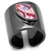 WildKlass Stainless Steel Ring IP Light Black (IP Gun) Women Top Grade Crystal Light Rose-WildKlass Jewelry