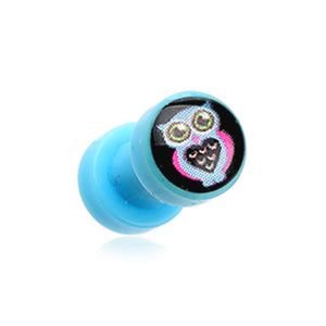 Dreamy Heart Owl Acrylic Screw-Fit Ear Gauge WildKlass Plug-WildKlass Jewelry