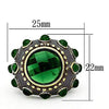 WildKlass Stainless Steel Western Ring Reverse Two-Tone Women Synthetic Emerald-WildKlass Jewelry