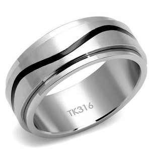 WildKlass Stainless Steel Ring High Polished Men Epoxy Jet-WildKlass Jewelry