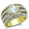 WildKlass Stainless Steel Ring Two-Tone IP Gold Women Diamond AAA Grade CZ Clear-WildKlass Jewelry