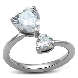 WildKlass Stainless Steel Ring High Polished Women AAA Grade CZ Clear-WildKlass Jewelry