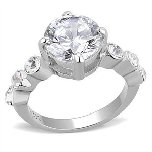 WildKlass Stainless Steel Ring High Polished Women AAA Grade CZ Clear-WildKlass Jewelry