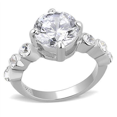WildKlass Stainless Steel Ring High Polished Women AAA Grade CZ Clear-WildKlass Jewelry