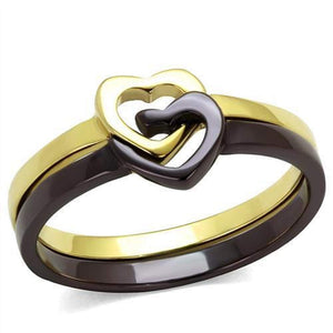 WildKlass Stainless Steel Ring IP Gold & IP Dark Brown (IP Coffee) Women-WildKlass Jewelry