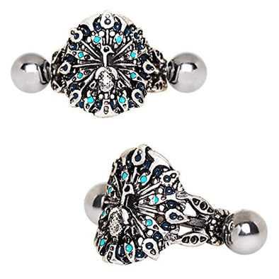 316L Stainless Steel WildKlass Peacock Cartilage Cuff Earring-WildKlass Jewelry
