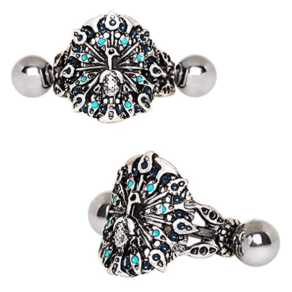 316L Stainless Steel WildKlass Peacock Cartilage Cuff Earring-WildKlass Jewelry