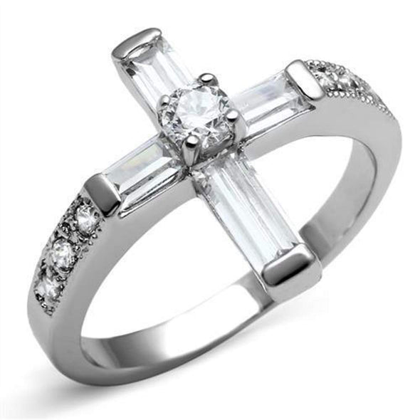 WildKlass Stainless Steel Ring High Polished Women AAA Grade CZ Clear-WildKlass Jewelry